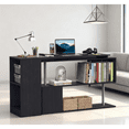 thumbnail image 1 of Black Modern L-Shaped Home Office Desk - 3-Tier Storage Shelves & Built-In Bookshelf, 1 of 7