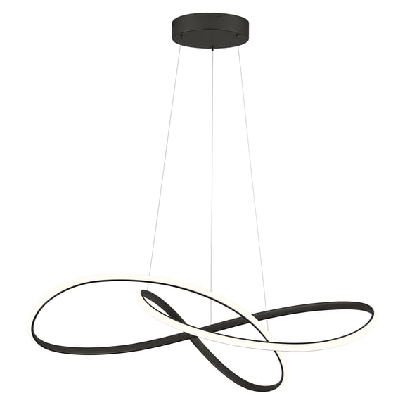 Black Modern LED Chandelier, 31.5in Twisted Ring Chandelier Dimmable  Remote Control Chandelier for  High Ceiling  Living Room Dining Room Foyer Kitchen