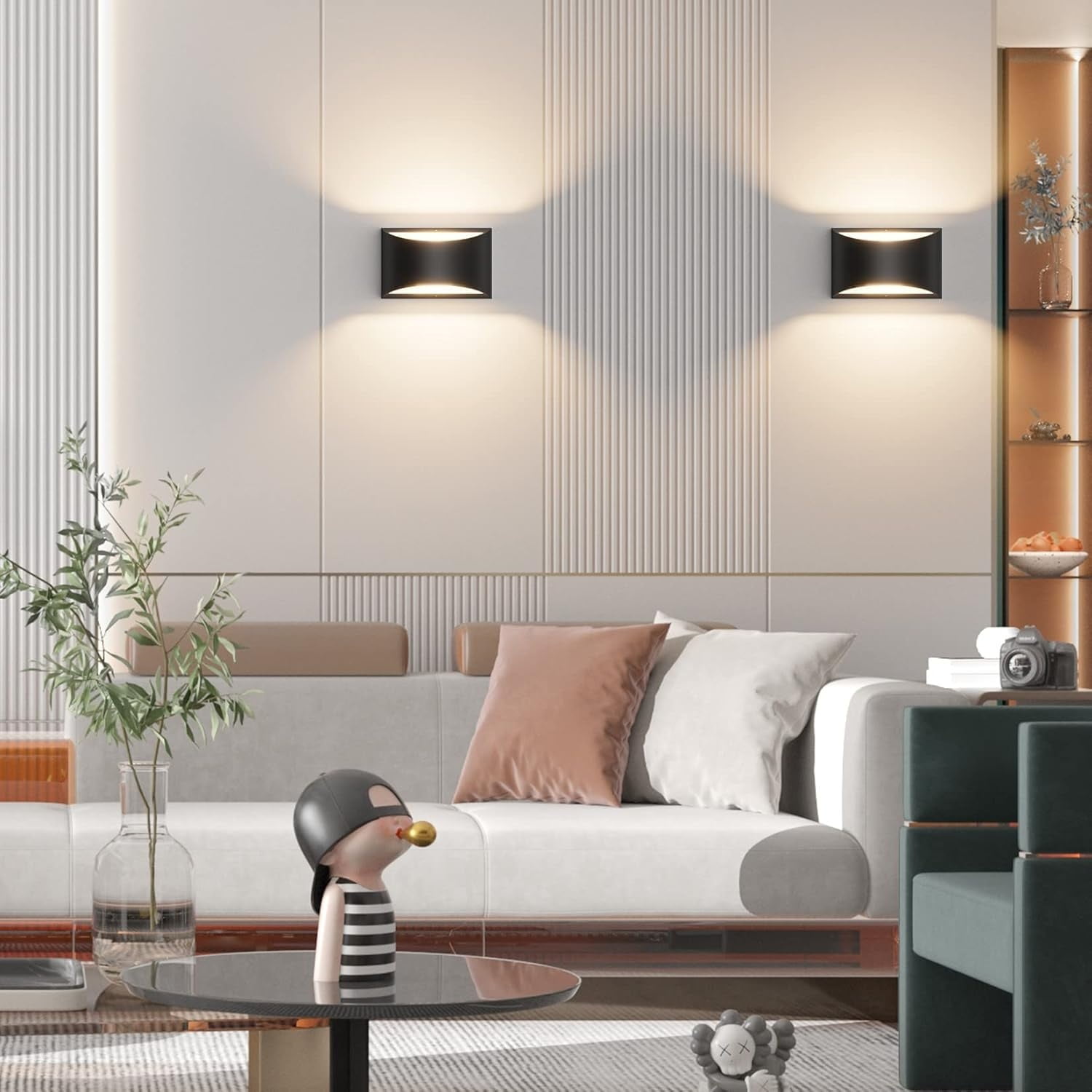 Black Modern LED Wall Sconce Indoor Wall Lights 1 Pack Hardwired Up and ...