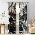 thumbnail image 1 of Black Modern Marble Blackout Window Curtains, Abstract Thermal Insulated Curtains Grommet Top Window Drapes For Living Room, Bedroom 26"W x 45"L (Pack of 2), 1 of 6