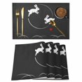 thumbnail image 1 of Black Modern Placemats Set of 12, Farmhouse Rabbit Abstract Art Placemats for Dining Table, Place Mats for Kitchen Tabletop, Waterproof Wipeable Dining Table Mats Set, 1 of 9