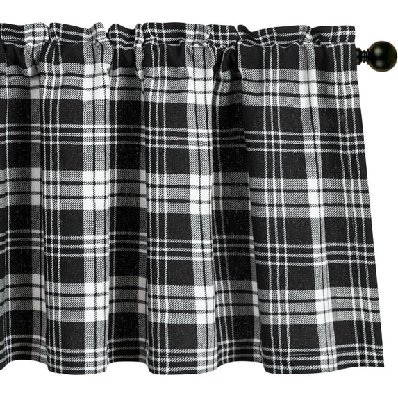Black Modern Style Valances for Bedroom, 52 x 18 Inch Linen Textured Decorative Kitchen Valance, Small Light Filtering Privacy Curtain for Bathroom, 1 Piece