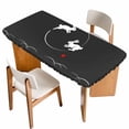 thumbnail image 1 of Black Modern Table Cloths for 3 Foot Rectangle Tables, Farmhouse Rabbit Abstract Art Patio Waterproof Elastic Fitted Tablecloths, Washable Rectangular Table Cover for Camping, 1 of 8