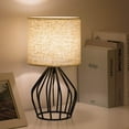 thumbnail image 1 of Black Modern Table Lamp - Minimalist Bedside Lamp with Linen Shade, Vintage Nightstand Light for Bedroom Living Room, 1 of 8