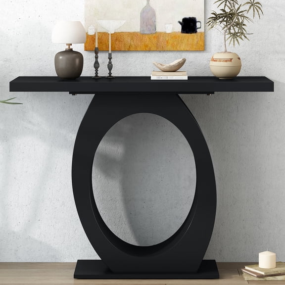 Black Modern Table with Egg Base - Thoughtful Design Details - Any Room in Home - Place Decor and Keep Necessities