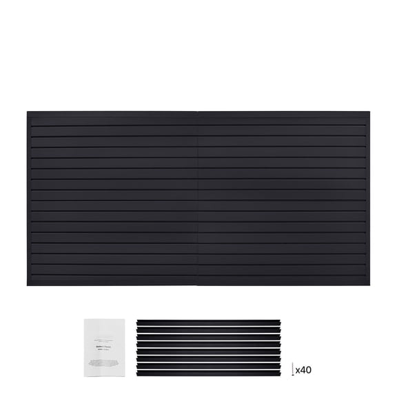 Black Modular Slatwall Panel 8x4 ft, Easy Install Garage Wall Organizer for Adjustable Storage Shelves&Display Racks, DIY PVC Slat Wall Panel.
