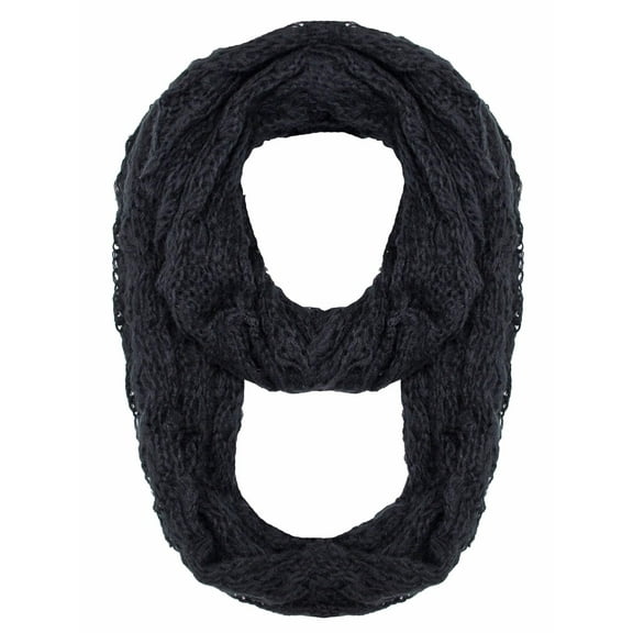 Black Mohair Open Knit Infinity Ring Scarf