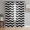 thumbnail image 1 of Black Moire Ombre Semi Sheer Curtains 108 Inch Length 2 Panels Set, Water Ripple Stripe Farmhouse Sheer Kitchen Curtain Privacy Voile Window Curtain for Living Room Bedroom Rod Pocket Drapes, 1 of 7
