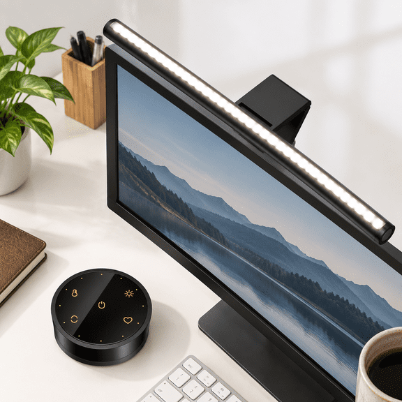 Black Monitor Light Bar with Remote, Dual Control Desk Lamp for Computer Screens