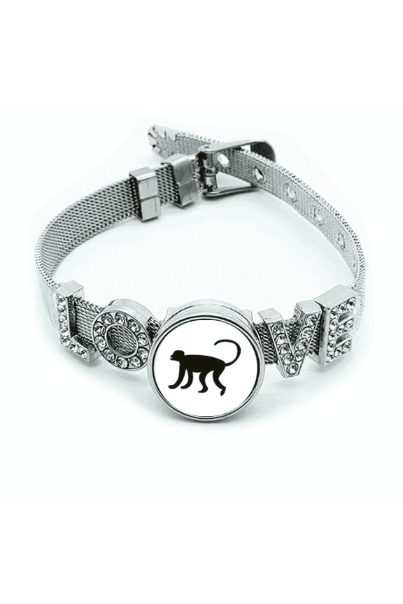 Black Monkey Animal Portrayal Bracelet Wristband Crystal Love Adjustable Bangle