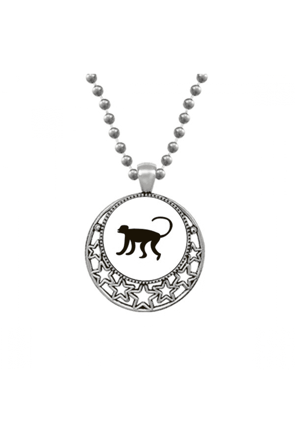 Black Monkey Animal Portrayal Necklaces Pendant Retro Moon Stars Jewelry