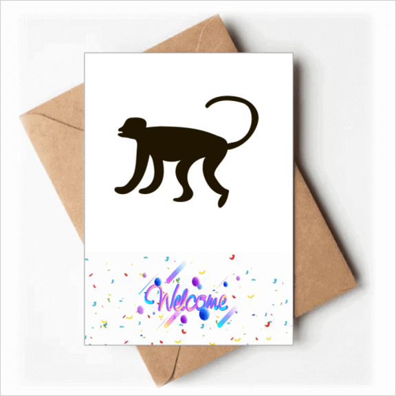 Black Monkey Animal Portrayal Welcome Back Greeting Cards Envelopes Blank