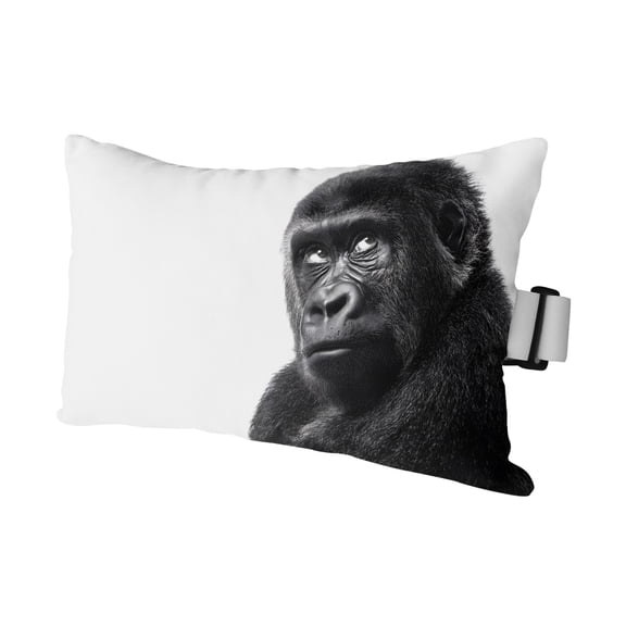 Black Monkey Modern Outdoor Pillows for Chaise Lounge Chair Waterproof Lumbar Pillows with Insert&Adjustable Elastic Strap Beach Headrest Pillow Wildlife Nature Animals Watercolor Pool Pillow 12"x20"