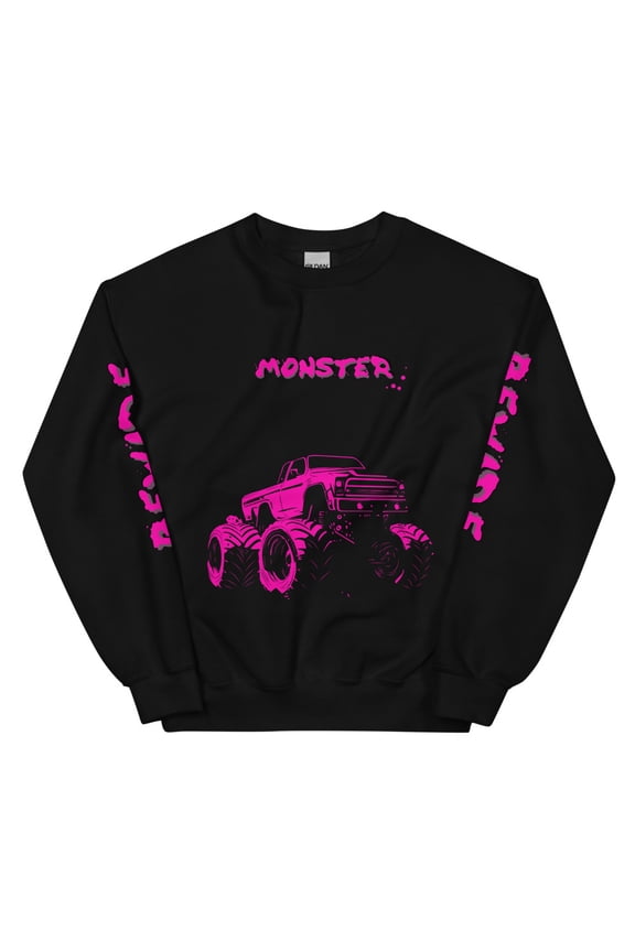 Black Monster Truck Pink Graphic Sweater (S)