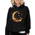 thumbnail image 1 of Black Moon Floral Celestial Graphic Sweatshirt Print hoodie womans S-2XL Loose Tops, 1 of 4