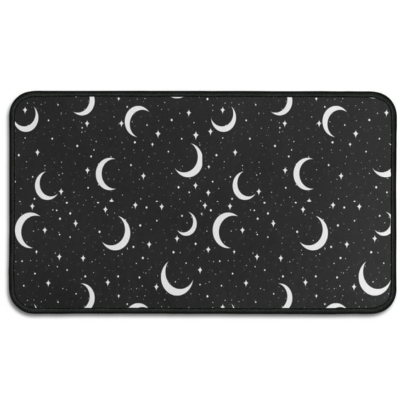 Black Moon Star Pattern Door Rugs,Washable Non Slip Door Mats Indoor,Decorative Door Mats,Entry Mat Indoor for Entrance,Bedroom,Kitchen,Bathroom,30"x17"