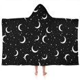 thumbnail image 1 of Black Moon Star Pattern Hooded Bath Towel，50"x30" for Ages 3 To 12 Kids, Quick Dry Lightweight Soft Microfiber Hood Beach Towel Cover Up for Kids, 1 of 7