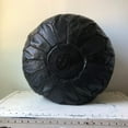 thumbnail image 1 of Black Moroccan Leather Round Pouf, 1 of 4