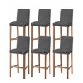 thumbnail image 1 of Black Morocco Bar Stool Covers Set of 6, Abstract Modern Geometric Textured Stretch Washable Bar Chair Covers with Backs, Removable Pub Counter Height Chair Cover for Kitchen Dining Room Cafe, 1 of 7