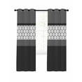 thumbnail image 1 of Black Morocco Blackout Curtains, Light Blocking Print Window Curtains, Grey Striped Middle Century Patterned Thermal Insulated Window Drapes for Living Room Kitchen Cafe 2 Panels, 55"W x 39"L, 1 of 9