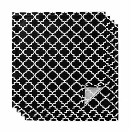 Black Morocco Cloth Napkins, Boho Modern Minimalist Abstract Geometric Washable and Reusable Dinner Napkins Set of 4, Table Napkin for Kitchen Party Birthday Wedding Hotel Housewarming 20"x20"