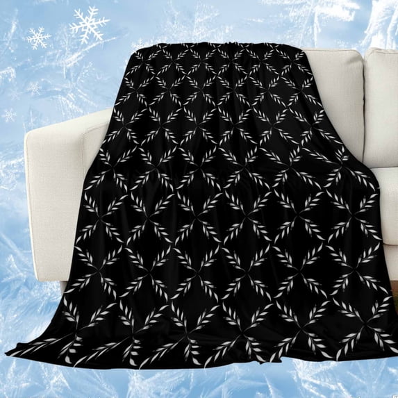 Black Morocco Cooling Blanket,Lightweight Breathable Summer Throw Blanket with Double Sided Cold Effect,Geometric Leaf Diamond Lattice Abstract Picnic Blankets Bed Sheet for Hot Sleepers 50"x60"