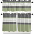 thumbnail image 1 of Black Morocco Kitchen Curtains, Grey Striped Middle Century Patterned 3-Piece Kitchen Curtain Valance and Tiers Set 24 Inch Length, Rod Pocket Half Window Curtains for Cafe Living Room Bathroom, 1 of 6