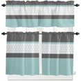 thumbnail image 1 of Black Morocco Kitchen Curtains, Grey Striped Middle Century Patterned 3-Piece Kitchen Curtain Valance and Tiers Set 24 Inch Length, Rod Pocket Half Window Curtains for Cafe Living Room Bathroom, 1 of 5