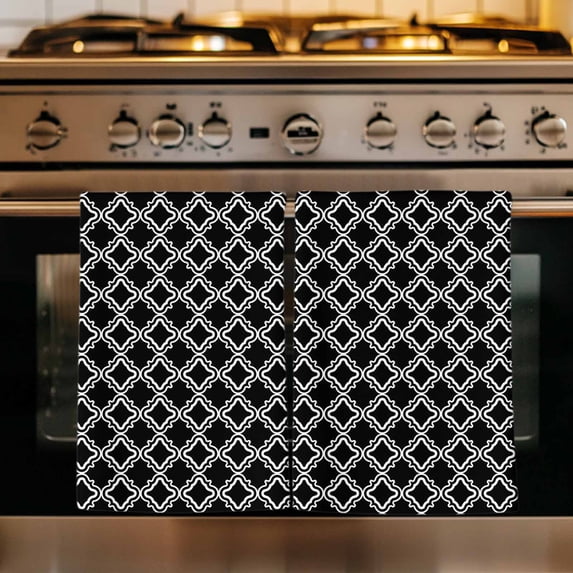 Black Morocco Kitchen Towels Set of 1, Abstract Modern Geometric Textured Absorbent Dish Towels for Kitchen, Microfiber Hand Towel, Quick Drying Tea Towel for Cleaning Decorative Dishcloths