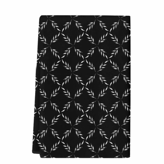 Black Morocco Microfiber Kitchen Towel, Geometric Leaf Diamond Lattice Abstract Soft Absorbent Dish Towels, Quick Drying Washable Dishcloths for Kitchen Cleaning, Drying Dishes, 18x28 Inches