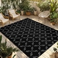thumbnail image 1 of Black Morocco Outdoor Rug 3x5 Ft - Reversible Patio Rug Outdoor Camping Rugs, Geometric Leaf Diamond Lattice Abstract Washable Indoor Outdoor Area Rugs, Non-Slip Outdoor Carpet Runner for Deck/Porch, 1 of 8