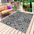 thumbnail image 1 of Black Morocco Outdoor Rug 4x6 Ft, Non Slip Washable Area Rug, Traditional Tribal Abstract Geometric Art Patio Rugs Carpet Runner, Large Floor Mat for Indoor/Outdoor Deck Porch Camping, 1 of 8