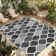 thumbnail image 1 of Black Morocco Outdoor Rug 5x8 Ft - Reversible Patio Rug Outdoor Camping Rugs, Retro Geometric Grey Ethnic Tribal Art Washable Indoor Outdoor Area Rugs, Non-Slip Outdoor Carpet Runner for Deck/Porch, 1 of 8