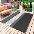 thumbnail image 1 of Black Morocco Outdoor Rug for Patio/Deck/Porch, Non-Slip Large Area Rug 5 x 8 Ft, Grey Striped Middle Century Patterned Indoor Outdoor Rugs Washable Area Rugs, Reversible Camping Rug Carpet Runner, 1 of 8
