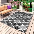 thumbnail image 1 of Black Morocco Outdoor Rug for Patio/Deck/Porch, Non-Slip Large Area Rug 6 x 9 Ft, Retro Geometric Grey Ethnic Tribal Art Indoor Outdoor Rugs Washable Area Rugs, Reversible Camping Rug Carpet Runner, 1 of 8