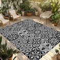 thumbnail image 1 of Black Morocco Outdoor Rug for Patio/Deck/Porch, Non-Slip Large Area Rug 6 x 9 Ft, Traditional Tribal Abstract Geometric Art Indoor Outdoor Rugs Washable Area Rugs, Camping Rug Carpet Runner, 1 of 8