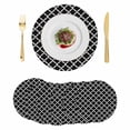 thumbnail image 1 of Black Morocco Round 13 Inch Placemats Set of 6, Boho Modern Minimalist Abstract Geometric HeatResistant Non Slip Place Mats for Dining Table, Wipeable Braided Kitchen Table Mats for Housewarming, 1 of 9