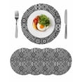 thumbnail image 1 of Black Morocco Round 15 Inch Placemats Set of 4, Traditional Tribal Abstract Geometric Art HeatResistant Non Slip Place Mats for Dining Table, Wipeable Braided Kitchen Table Mats for Housewarming, 1 of 9