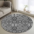 thumbnail image 1 of Black Morocco Round Area Rug 3Ft Washable Small Circle Rugs for Kitchen Entryway, Traditional Tribal Abstract Geometric Art Non-Slip Carpet Floor Mats Indoor Outdoor Carpet Runner Home Decor, 1 of 8