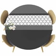 thumbnail image 1 of Black Morocco Round Tablecloth, Fitted Table Cover with Elastic for 36"-44" Round Tables, Grey Striped Middle Century Patterned Table Cloth Outdoor Indoor Dinning Party Waterproof Tablecloths, 1 of 7