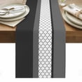 thumbnail image 1 of Black Morocco Table Runner - 90 Inch Long, Kitchen Dining Table Runner Dresser Scarves, Grey Striped Middle Century Patterned Farmhouse Decor for Coffee Tables Wedding Party Banquet, 1 of 8