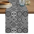 thumbnail image 1 of Black Morocco Table Runner, Traditional Tribal Abstract Geometric Art Washable Cotton Linen Table Runners 120 Inches Long, Dresser Scarf Runner for Dining/Living Room/Kitchen/Square Tables 13''x120'', 1 of 9
