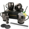 thumbnail image 1 of Black Moscow Mule Mugs Set of 4, 100% Handcrafted, Large Size 16 ounces w/ Copper Straws Coasters Glass Straw Brush Kit, 1 of 7