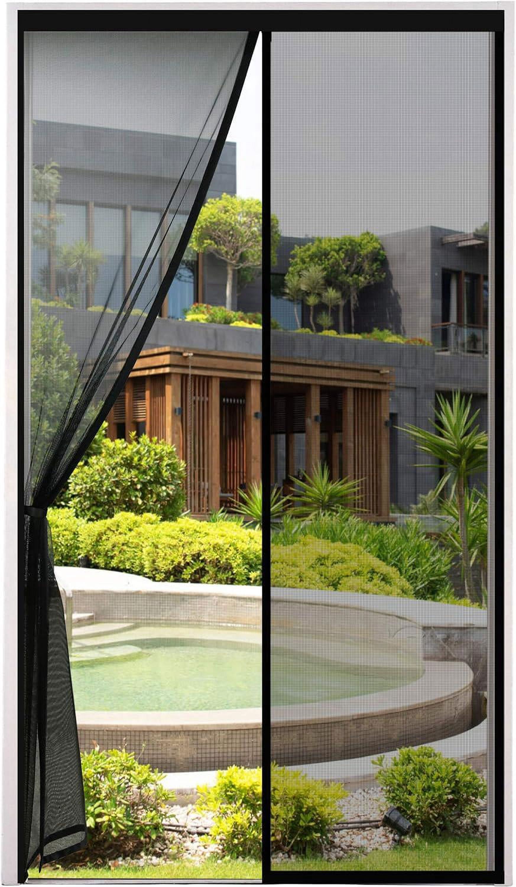 Black Mosquito Net Door 100x220cm Very Dense Magnetic Mesh Fly and Insect Repellent Curtain With ...