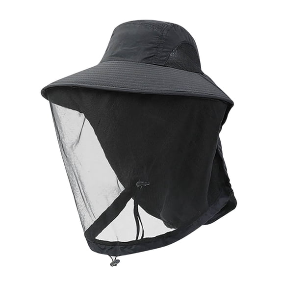Black Mosquito Net Sun Hat, Beekeeper Hat with Head Net, Outdoor Bug Proof Mesh Hat for Hiking Camping