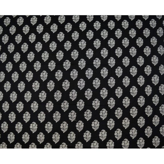 Black Motif Printed Cotton Poplin 44"Inches Wide Fabric By The Yard, 200 Tc