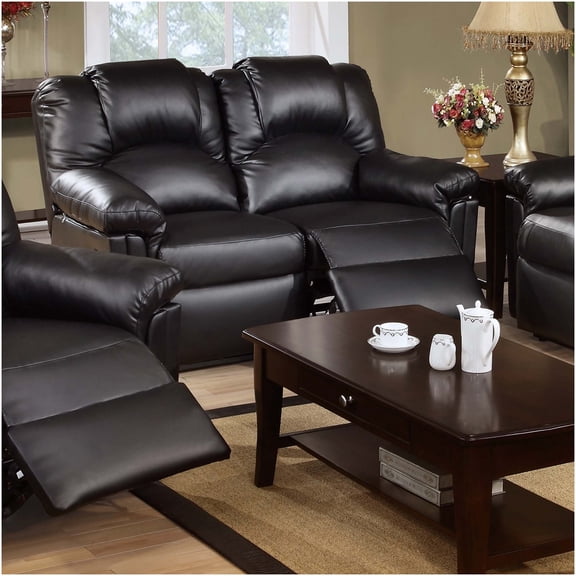 Black Motion Loveseat Recliner Sofa with Cup Holders, Power Reclining and Storage Console