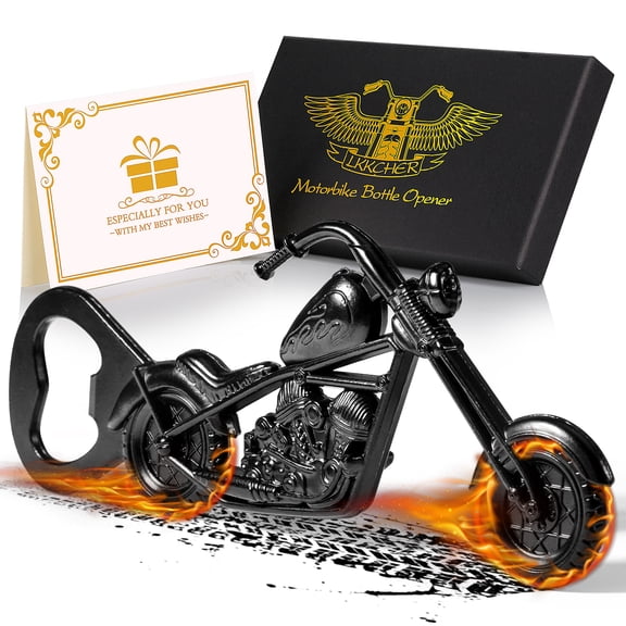 Black Motorcycle Beer Bottle Opener with Gift Box, Beer Gifts for Men, Gadget for Men Gifts, Motorbike Gifts for Men Him Dad Husband Boyfriend Biker Father, Motorbike Lover Birthday Present