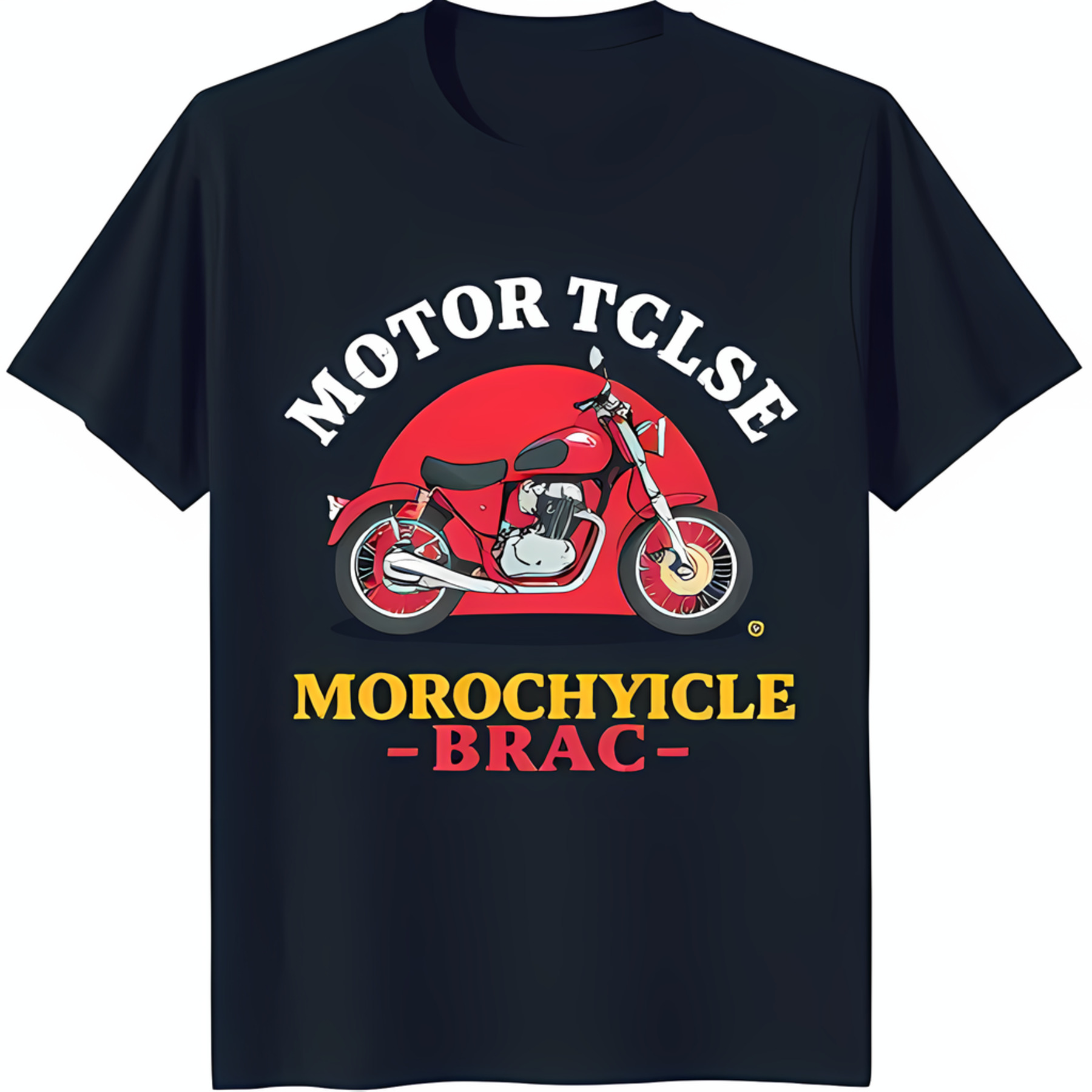 Black Motorcycle Graphic TShirt with Bold White Text Unique Design
