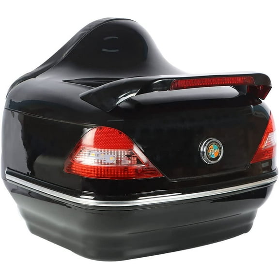 Black Motorcycle Hard Trunk Tour Pack Luggage Replacement for Honda Yamaha Suzuki Vulcan Cruiser Motorcycle Luggage Tour Trunk Tail Light